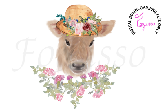 Cow Floral Sublimation Clipart Design