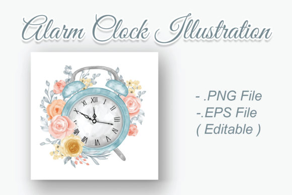 Enhance Your Creative Projects with Clock Alarm Floral Illustration