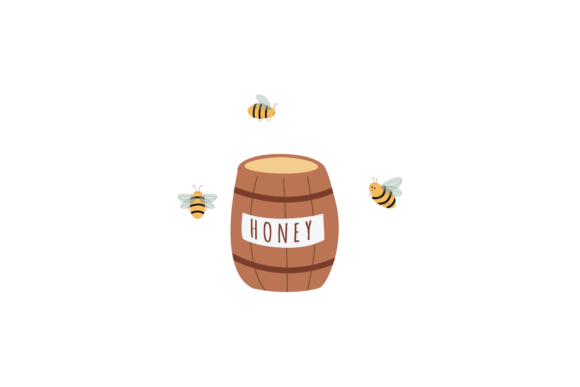 Enhance Your Designs with the Bee Animals Honey Barrel Floral SVG