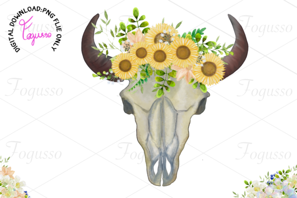 Explore Creativity with Cow Skull with Floral No.2