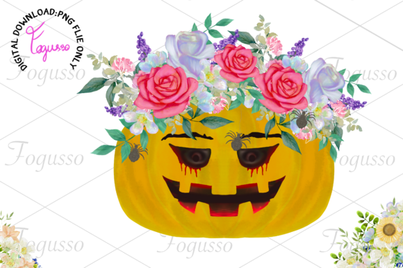 Pumpkin with Floral 2: A Charming Design Asset