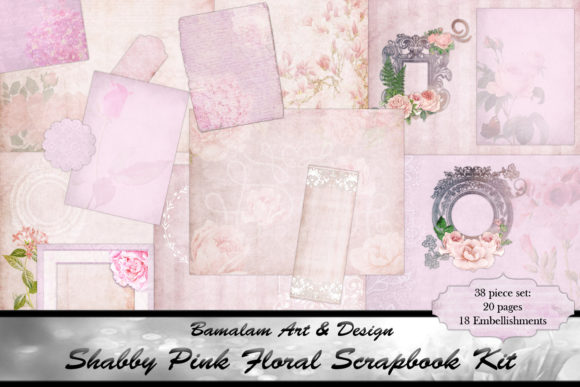 Shabby Pink Floral Scrapbook Kit for Creative Projects